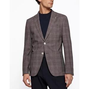 BOSS Hugo Boss Hanry Slim Fit Stretch Jacket Windowpane Plaid Guabello 36R